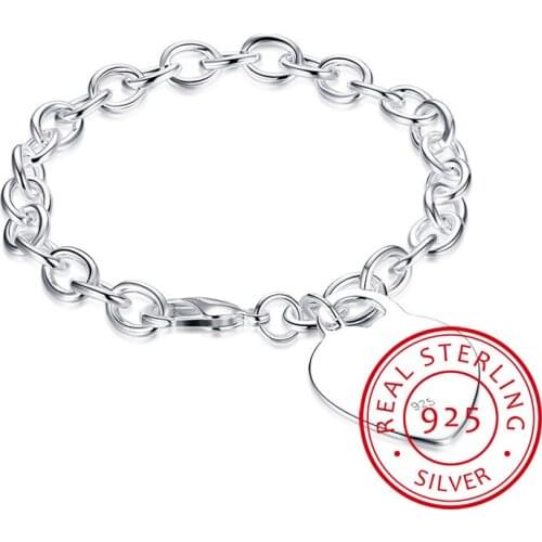 LEKANI Luxury 925 Sterling Silver Bracelets Heart Charm Bracelet Pulseiras de Prata Men Women Fine Jewelry Bracelet