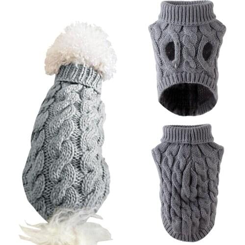 Winter Warm Dog Cat Sweater Clothes For Small Large Dogs Pet Turtleneck Jumper Clothing Coat Knitting Crochet Cloth Outfit Vest