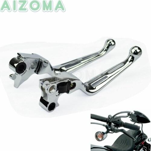 1 Pair Chrome Motorcycle Brake Control Clutch Hand Levers For Harley Softail Dyna Fat Bob FXR Road King Street Glide 1996-16