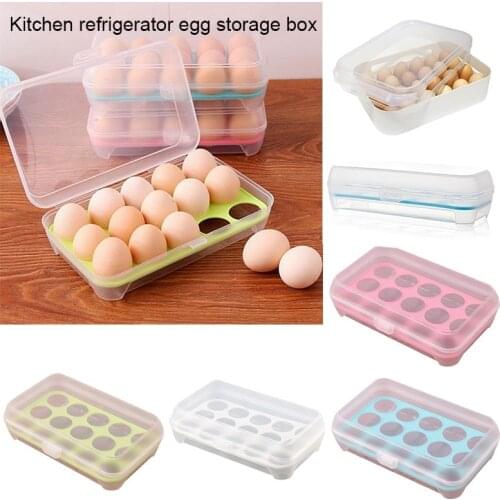 10/15 Grids Kitchen Egg Storage Box Plastic Tray Containers Kitchen Refrigerator Eggs Holder Dispenser Airtight Fresh Presere