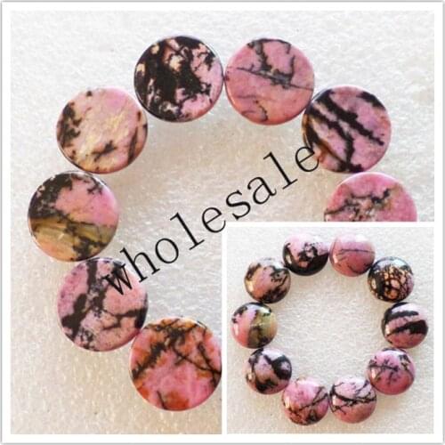 12 pieces/lot) Wholesale Rhodonite Round CAB CABOCHON 10x5mm Fashion Jewelry