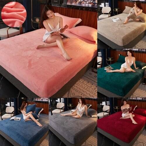2021 Thick Warm Bed Sheet Pure Color Milk Velvet Simmons Bedspread Household Dust Cover Cover Flannel Bed Sheet