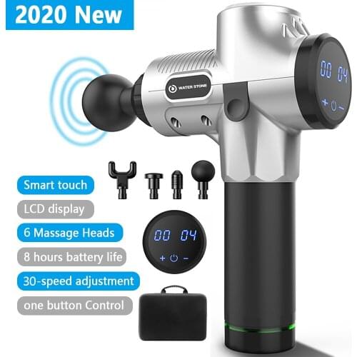 30 Speed Massage Gun Handheld Body Muscle Deep Tissue Massager LCD Touch 6 Massage Heads Fascia Gun
