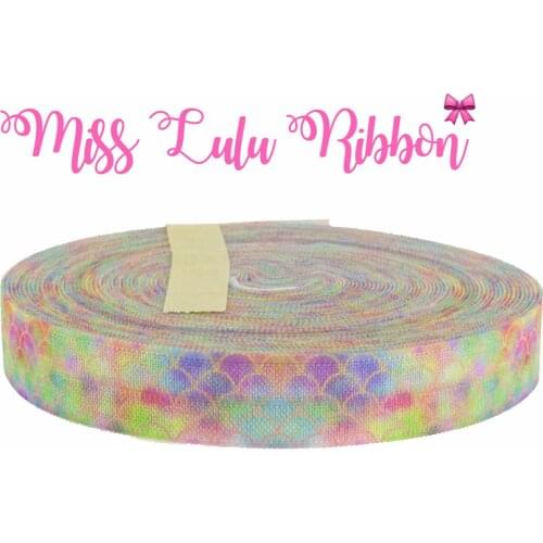 5/8"16mm Scale Series Gradient Color Printed Fold Over Elastic Ribbon DIY Party Decor Gift Packing Stuffs 10y MD180305-15-13540