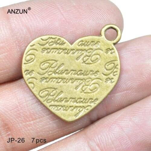7pcs 23x29mm Antique Bronze Heart DIY Jewelry Pendant Metal Charms Heart Pendant JP-26