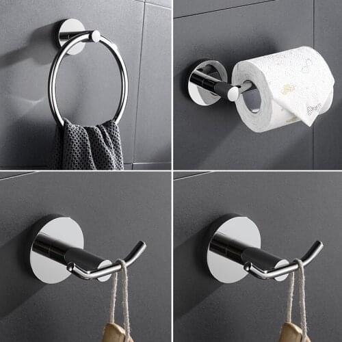 Bathroom Accessories Stainless Steel Polish Towel Ring Toilet Paper Holder Robe Hook