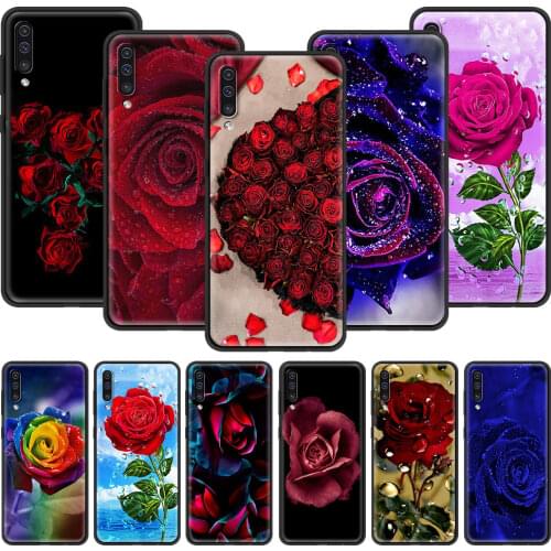 Red Roses Flowers Phone Case for Samsung Galaxy A21S A50 A70 A12 A10 A10S A02S A20E A40 A20 A51 A71 A30 Soft Coque Capa