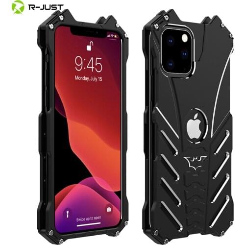 R-JUST for iPhone 11 2019 5.8 6.1 6.5 '' Case Luxury Aluminum Metal Bumper Frame Bat Cover for X XS MAX XR 5C 5Se 6s 7 8 Plus