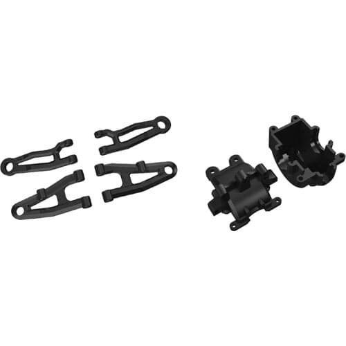 4Pcs Front Upper & Lower Arm with Differential Gear Box Gearbox Case
