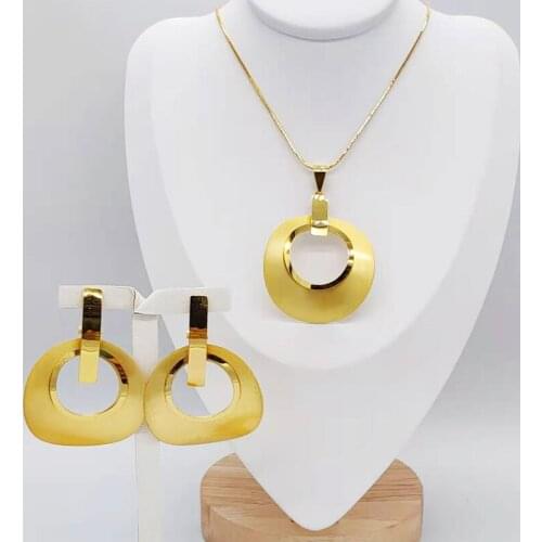 Flower Copper Trendy New Arrivals Jewelry Sets Long Drop Earrings Pendant Lace Bracelet For Party Women Gift Italian Gold