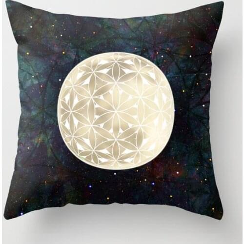 The Flower of Life Moon Decorative Pillowcases Cotton Linen Throw Pillow Case Home Sofa Decor Pillowcase