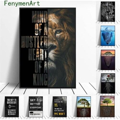 Wild Lion Canvas Painting Letter Motivational Quote Posters and Prints Decorative Wall Art Picture for Office Room Home Decor