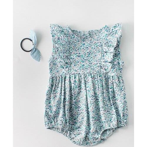 Infant Newborn Baby Girls Ruffle Cotton Romper Jumpsuit Playsuit Outfits Baby Clothes Fly Sleeve Flower Print Baby Girls Rompers