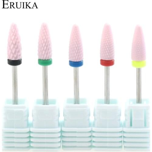 ERUIKA 1pc Pink Ceramic Nail Drill Bit Electric Rotary Milling Cutter Manicure Machine Accessory Nail Files Nail Salon Tools