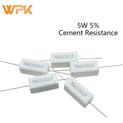 5W Ceramic Cement Resistor Ohm 5% 0.1R 0.5R 1R 2R 3R 4.7R 10R 20R 50 Ohm 100 Ohm 6.8k 10k 12k 100k Resistor 10Pcs