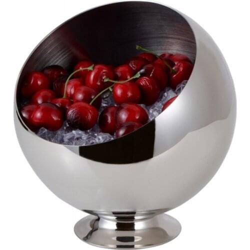 Fashion Stainless Steel Oblique Mouth Fruits Bowl Decorative Metal Kitchen Storage Organizer Canister Daily Use Tableware Vessel