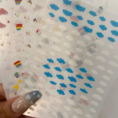 Cloud Nail Art 3D Decal Stickers Rainbow Self Adhesive Decals Slider Wraps Tips Decoration Manicure