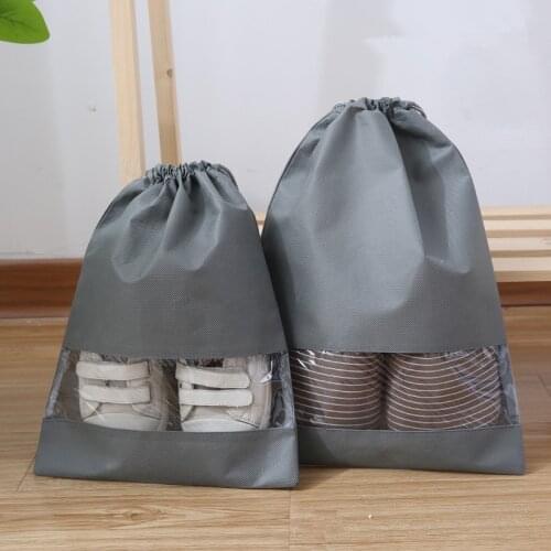 New 2 Sizes Waterproof Shoes Bag Travel Portable Shoe Storage Bag sneaker Pocket Tote Drawstring Bags Non-Woven Organizador