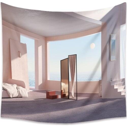 New Window View Oversized tapestries Ins Ocean Wall Decoration Hanging cloth bedspread carpet background Home decoration