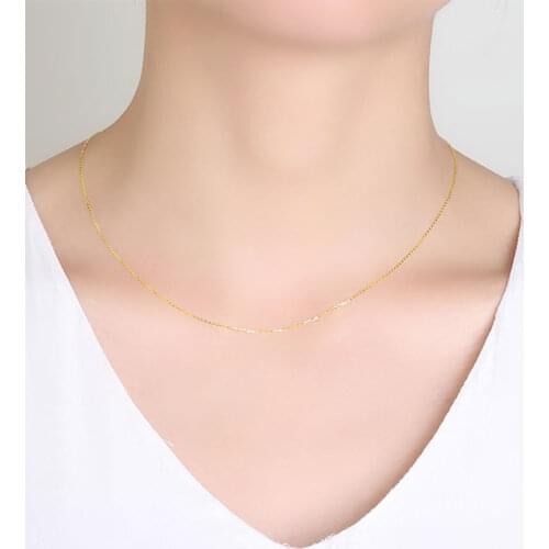 [ NYMPH] Wider Genuine 18K Yellow Gold Chain Gold Necklace 45cm Best Gift For Women [D206]