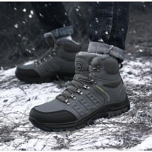 2021 autumn and winter new rubber-soled snow boots outdoor hiking shoes mens travel shoes casual mens large size cotton shoes