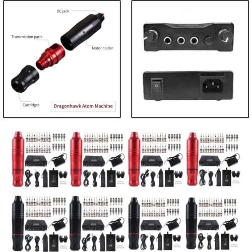 Complete Cartridge Tattoo Machine Pen Rotary Gun Set for Beginners Power Supply Tattoo Mixed Cartridge Needles Tattoo Gun Set