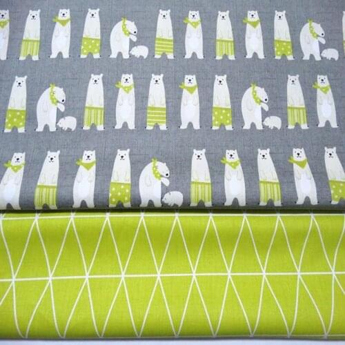 Pretty 3 New Brand Designs Bear Square & Pearl Printed 100% cotton twill cotton Fabric quilting home decor patchwork telas cloth