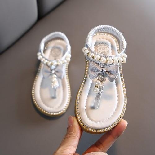 Summer Grils Sandals Children Casual Flat Shoes Toddler Kids Girls Beach Sandals Cute Bow Girls Rhinestone Princess Shoes
