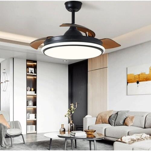 Nordic modern led ceiling fan invisible lamp simple reversible mute with remote control living room with light dining room