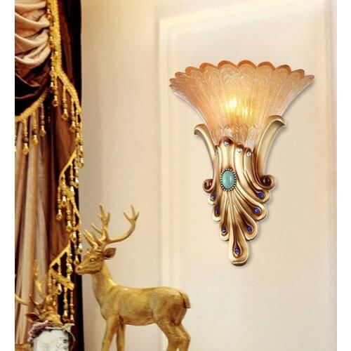 Nordic Glass Wall Lamp Creative Living Room Bedroom led Light Aisle Corridor Resin Wall Light Retro Background Decoration Lamps