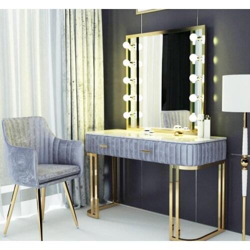 Studio marble dressing table, modern minimalist wedding dress shop, beauty salon, professional dressing table with light