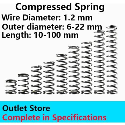 Compressed Spring Telescopic spring Spot Goods Return Spring Line Diameter 1.2mm, External diameter 6-22mm