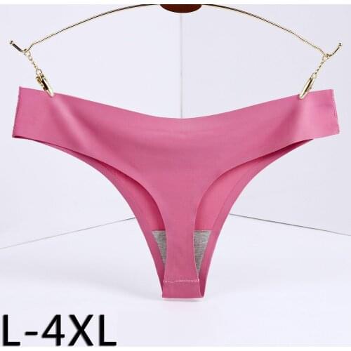 Seamless Panties For Women Ice Silk T-back G-string Sexy Women Thongs Female Underwear Solid Large Size Womens Lingerie 4XL