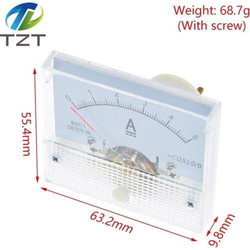 DC Pointer Current Meter 5A Analog Ammeter Current Meter Gauge Measuring Tools for Diy