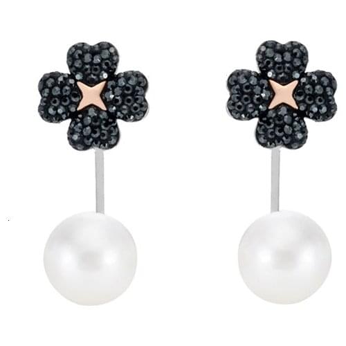 High quality removable black drill four leaf tree attracts womens ear nails