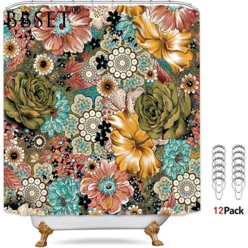 Bohemian Floral Shower Curtain Cute Colorful Flower Spring Plants Pattern Waterproof Multi-size Douchegordijn Bathroom Decor