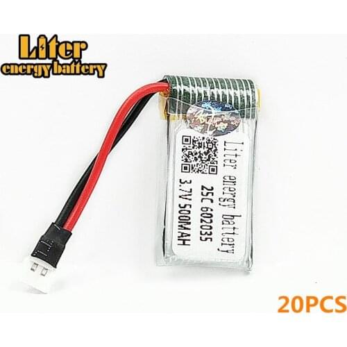 20pcs/lot H31 H107 X4 KY101 Spare Parts 3.7V 500mah 602035 Original Battery H31-011 Lipo battery 500 mah For H31 XH plug 25C