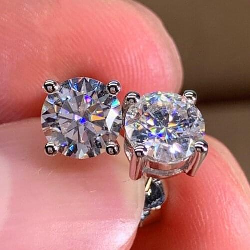 2021 New Zircon 925 Silver Four Claws Round Stud Earrings For Women Girls Elegant Wedding Party Jewelry Pendientes Brincos