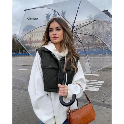 Women Green Cropped Vests Fashion Side Buttons Tie Turn-Down Collar Waistcoat Streetwear