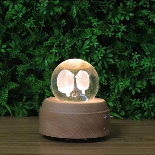 Zhongshan Hot Sale Wood base 3D Crystal Ball Night Light