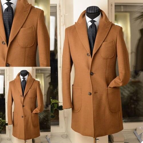 Winter Warm Thick Woolen Mens Coat Custom Made Formal Men Wedding Tailored Blazer Jacket Only One Piece