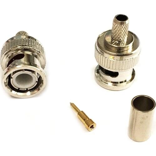 1pc BNC Male Plug RF Coax Connector Crimp for RG58 RG142 RG400 LMR195 cable Straight Nickelplated NEW wholesale