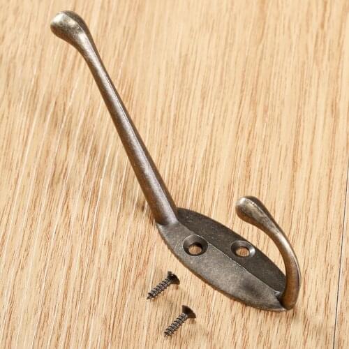 1pc Retro Wall Hook 85*17mm Mount Hanger Bathroom Bedroom Closet Door Coat Hat Robe Holder Antique Bronze double hooks