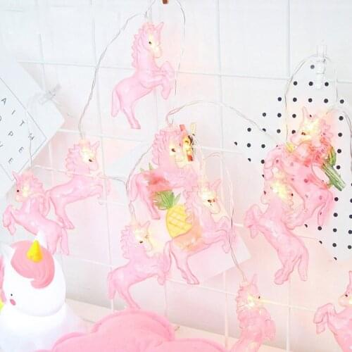 10/20Leds Unicorn Night String Lights Lamps Party Decoration Wall Home Ornament Unicorn Party Birthday Wedding Decor Lights