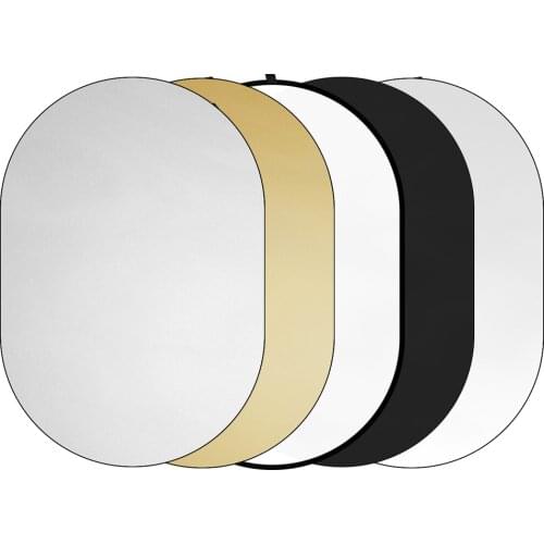 100 * 150cm/39 * 59inch Collapsible Light Reflector 5 in 1 Multi Disc Photography Studio Photo Oval Portable Photo Disc with Bag