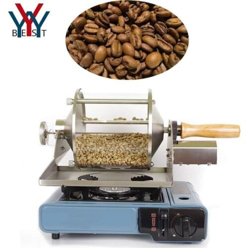 110V Fuel Gas Coffee Beans Roasting Baking Machine 400G Capacity Glass Transparent Visualization Direct Fire Nuts Roaster 220V