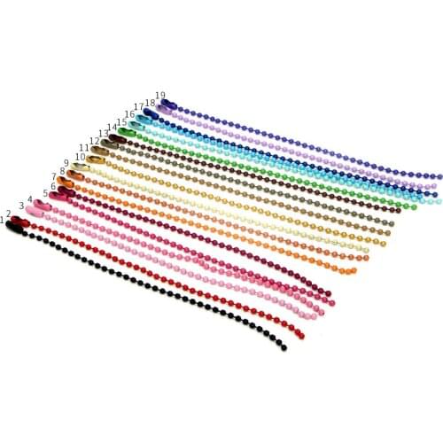 20Pcs/Lot 2.4MM*15CM Candy Color Metal Round Ball Bead Chains For DIY Making Key Chain Hang Tags Connector Jewelry