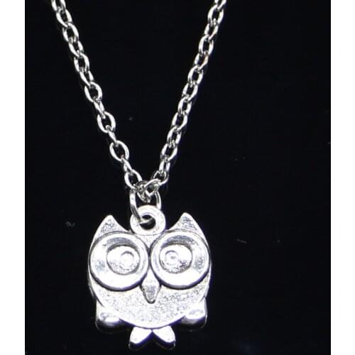 20pcs New Fashion Necklace 17x14mm double sided owl Pendants Short Long Women Men Colar Gift Jewelry Choker