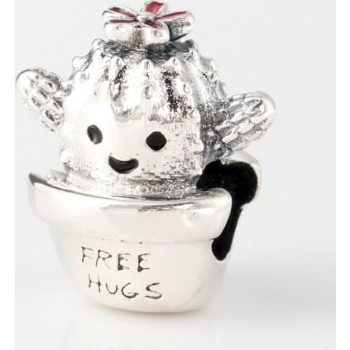 2020 New Free Shipping 925 Sterling Silver Cute Free Hugs Cactus Charms Fit Original Bracelet For Women DIY Jewelry S925 Beads