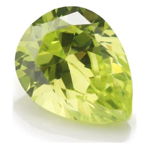 50PCS 3x4~10x12mm Pear Shape Brilliant Cut AAAAA Apple Green Color Loose Cubic Zirconia Gems CZ Stone For Jewelry Diy